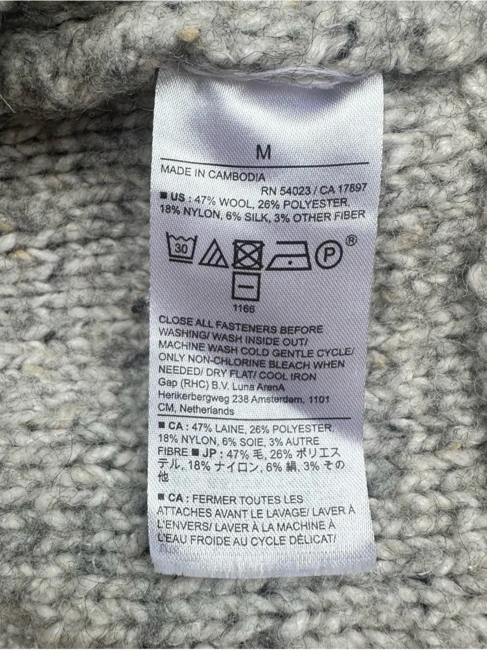 Men's Light Gray Full-Zip Knit wool Sweater